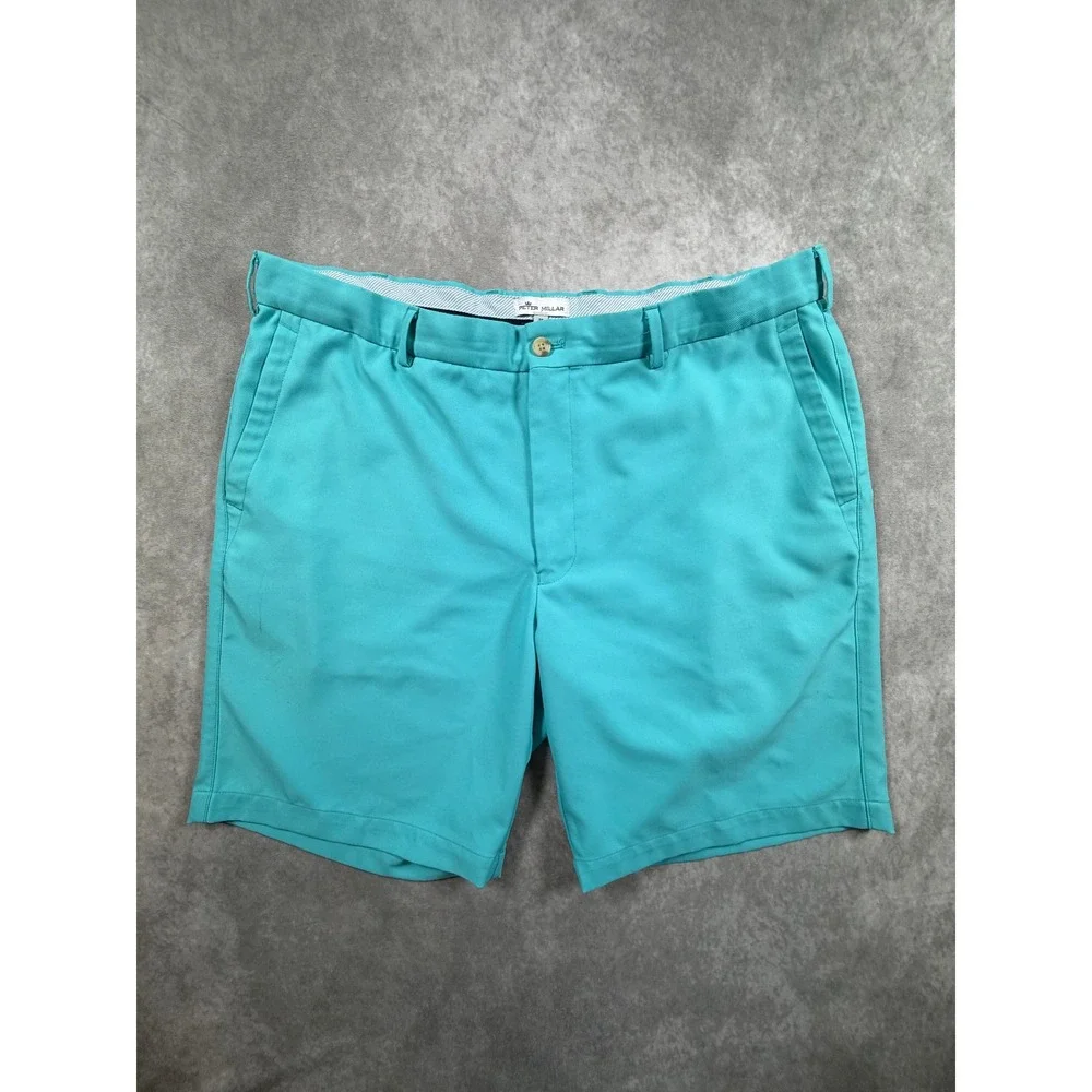 Peter Millar Mens 38 Salem Performance Golf Shorts Caribbean Blue Crown Sport